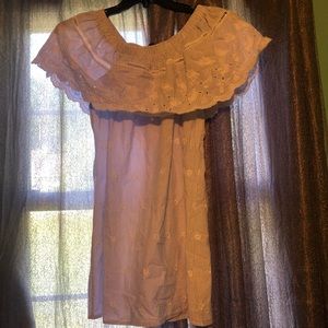 Blue & white stripped aqua off the shoulder dress